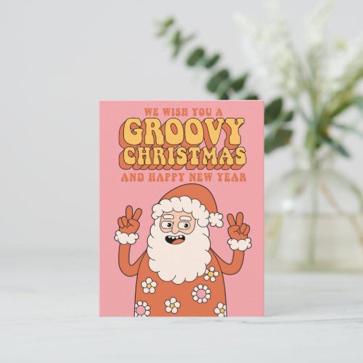 Groovy Kerstwensen Vrede Liefde & Vakantie Cheer Feestdagenkaart (Staand voorkant)