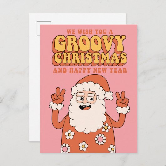 Groovy Kerstwensen Vrede Liefde & Vakantie Cheer Feestdagenkaart (Voorkant / Achterkant)