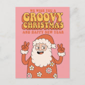 Groovy Kerstwensen Vrede Liefde & Vakantie Cheer Feestdagenkaart (Voorkant)