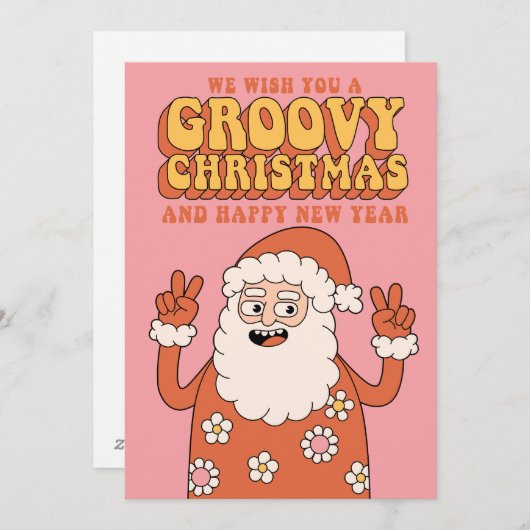 Groovy Kerstwensen Vrede Liefde & Vakantie Cheer Feestdagenkaart (Voorkant / Achterkant)