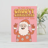 Groovy Kerstwensen Vrede Liefde & Vakantie Cheer Feestdagenkaart (Staand voorkant)