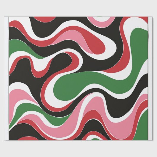 Groovy kerstwervelingen cadeaupapier (Vlak)