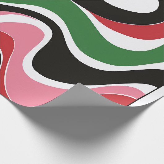 Groovy kerstwervelingen cadeaupapier (Hoek)