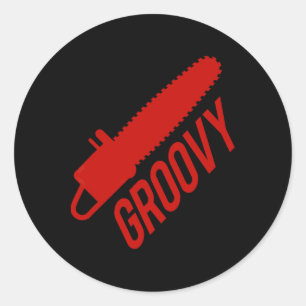 Groovy kettingzaag voor Halloween Graphic T-shirt Ronde Sticker