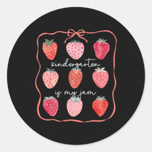 Groovy Kindergarten Is My Jam Strawberry Kinder Te Ronde Sticker