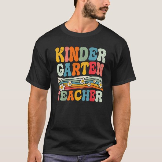 Groovy Kindergarten Teacher First Day Of Back To S T-shirt (Voorkant)