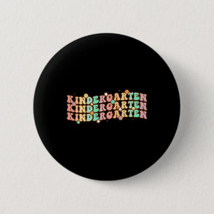 Groovy Kindergarten Vibes Face Retro Teachers Back Ronde Button 5,7 Cm