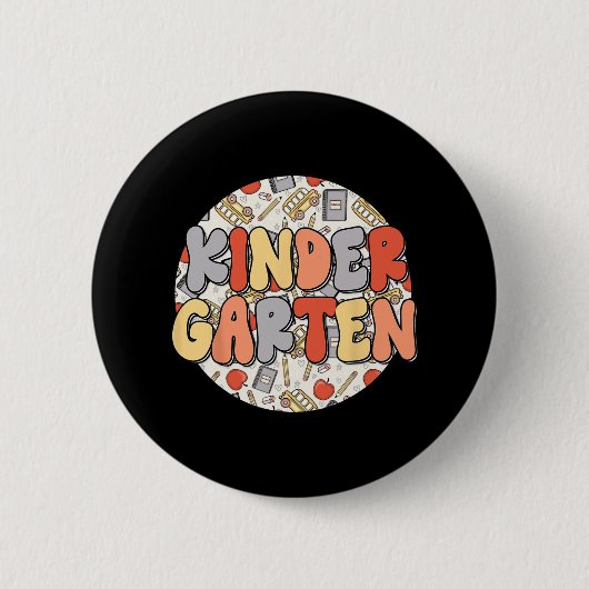 Groovy Kindergarten Vibes Retro Leerkrachten Kinde Ronde Button 5,7 Cm (Voorkant)