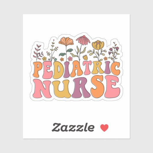 Groovy Kinderverpleegster RN Wildflower PEDS Verpl Sticker (Vel)