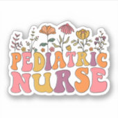 Groovy Kinderverpleegster RN Wildflower PEDS Verpl Sticker (Voorkant)