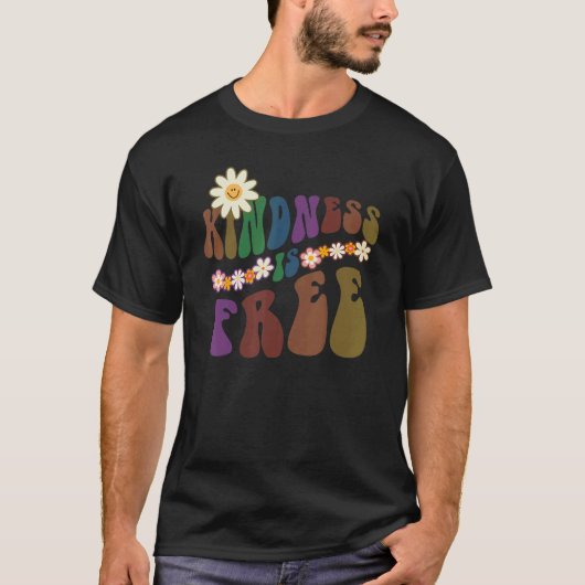 Groovy KINDNESS IS GRATIS Retro Anti Bullying Choo T-shirt (Voorkant)