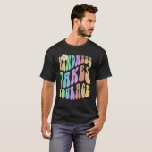 Groovy KINDNESS TAKES COURAGE Retro Stop Bullying T-shirt (Voorkant volledig)