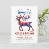Groovy kleine disco rendier grappig kerstfeest kaart (Staand voorkant)