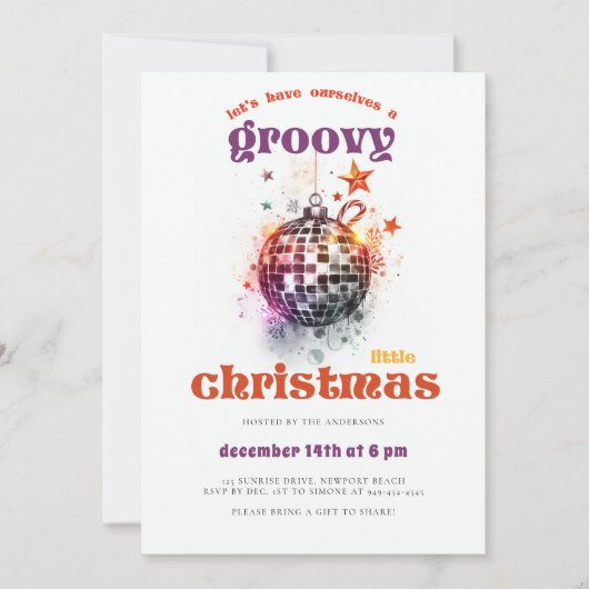 Groovy kleine kerst disco bal kerstfeest kaart (Voorkant)