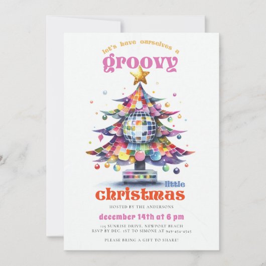 Groovy kleine kerst disco boom kerstfeest kaart (Voorkant)