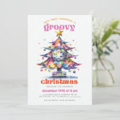 Groovy kleine kerst disco boom kerstfeest kaart (Staand voorkant)