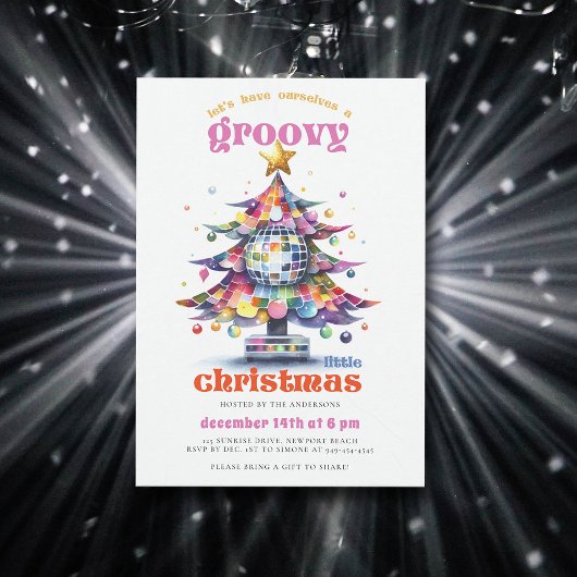 Groovy kleine kerst disco boom kerstfeest kaart