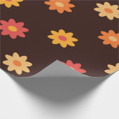 Groovy Kleine Retro 70s Kleurrijke bloemen patroon Cadeaupapier (Hoek)