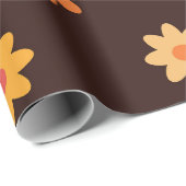 Groovy Kleine Retro 70s Kleurrijke bloemen patroon Cadeaupapier (Rol Hoek)