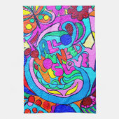 groovy kleuren vrede en liefdeshanddoek theedoek (Verticaal)