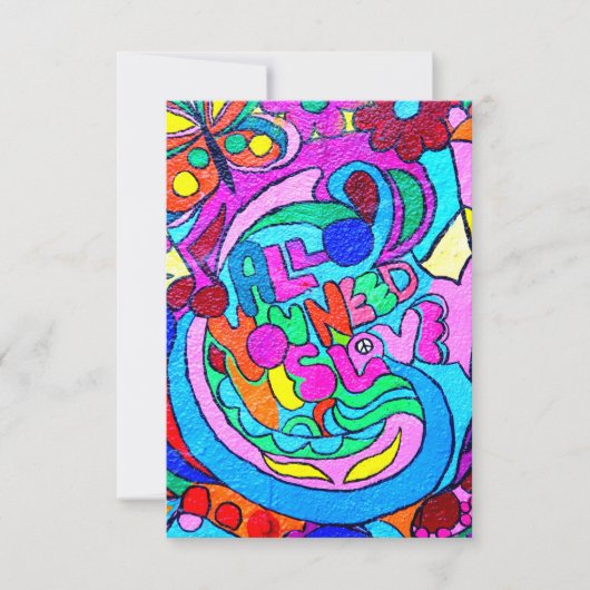 groovy kleurige liefdesuitnodiging kaart (Voorkant)