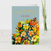 Groovy kleurrijke bloemen folie wenskaart (Voorkant)