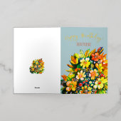 Groovy kleurrijke bloemen folie wenskaart (Buiten Laag)