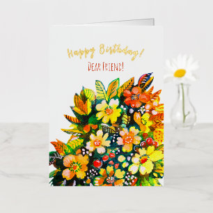 Groovy kleurrijke bloemen folie wenskaart