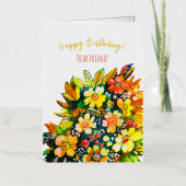 Groovy kleurrijke bloemen folie wenskaart (Voorkant)