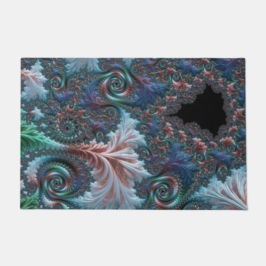 Groovy Kleurrijke Boho Hippie Mandelbrot Fractal A Deurmat (Voorkant)