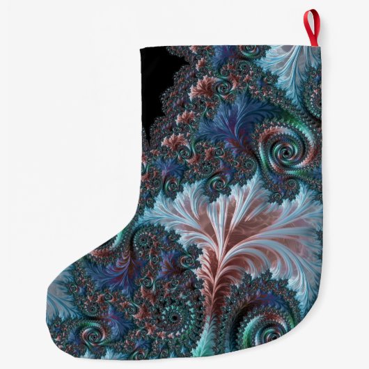Groovy Kleurrijke Boho Hippie Mandelbrot Fractal A Grote Kerstsok (Achterkant)