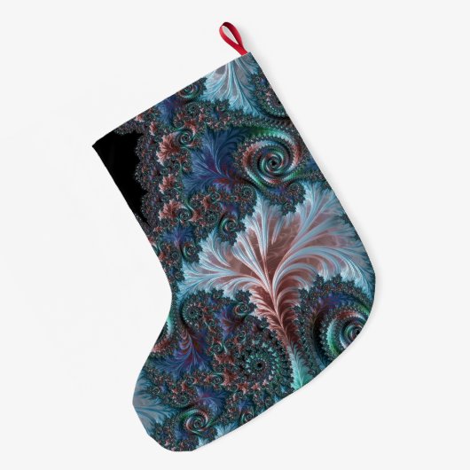 Groovy Kleurrijke Boho Hippie Mandelbrot Fractal A Grote Kerstsok (Achterkant (Hangend))