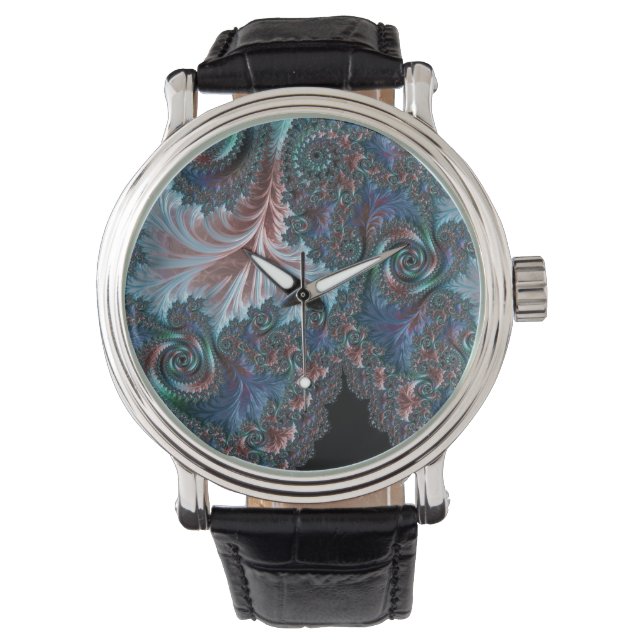 Groovy Kleurrijke Boho Hippie Mandelbrot Fractal A Horloge (Voorkant)