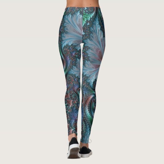 Groovy Kleurrijke Boho Hippie Mandelbrot Fractal A Leggings (Achterkant)