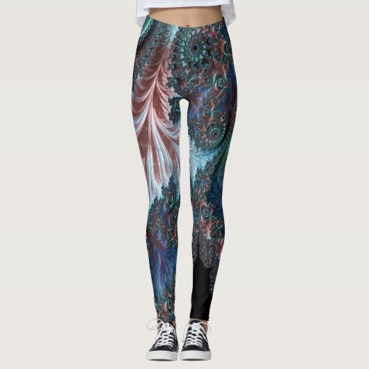 Groovy Kleurrijke Boho Hippie Mandelbrot Fractal A Leggings (Voorkant)