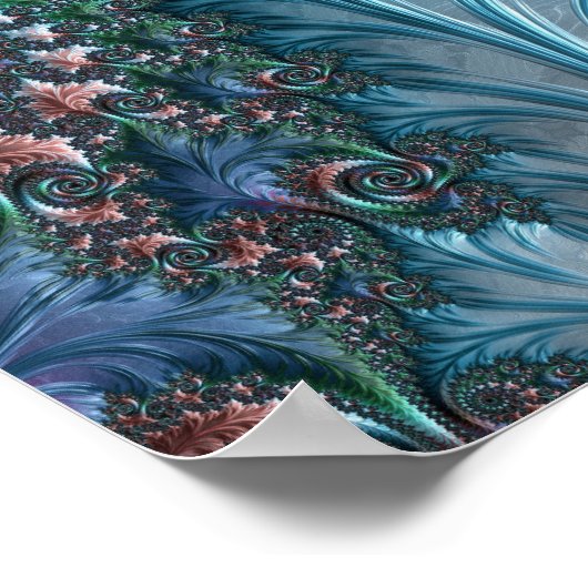 Groovy Kleurrijke Boho Hippie Mandelbrot Fractal A Poster (Hoek)