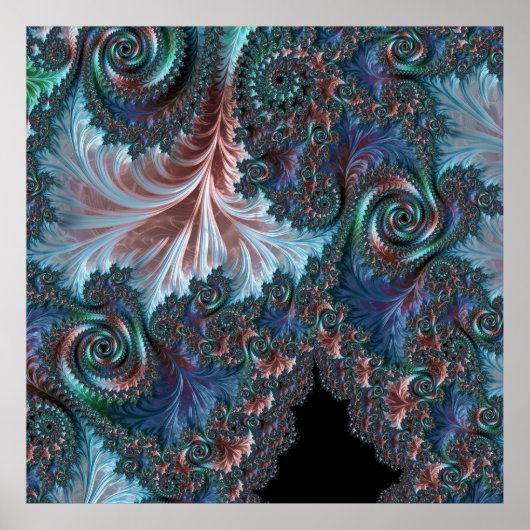 Groovy Kleurrijke Boho Hippie Mandelbrot Fractal A Poster (Voorkant)