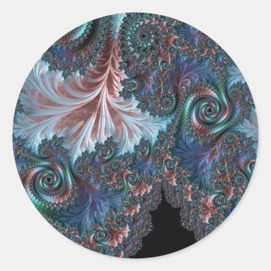 Groovy Kleurrijke Boho Hippie Mandelbrot Fractal A Ronde Sticker (Voorkant)