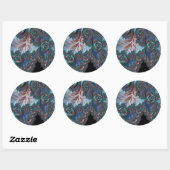 Groovy Kleurrijke Boho Hippie Mandelbrot Fractal A Ronde Sticker (Vel)