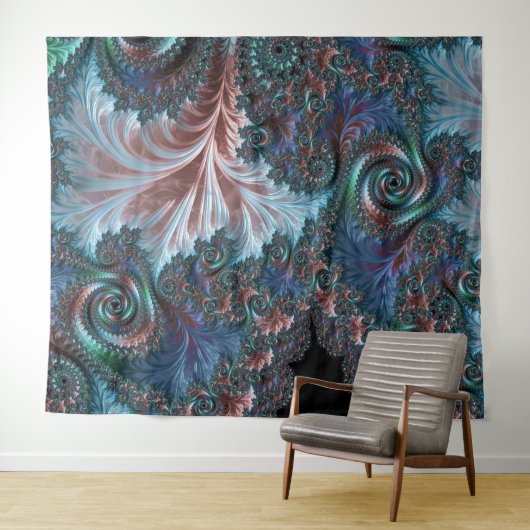 Groovy Kleurrijke Boho Hippie Mandelbrot Fractal A Wandkleed (In Situ (horizontaal))