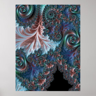 Groovy Kleurrijke Boho Hippie Mandelbrot Fractale Poster