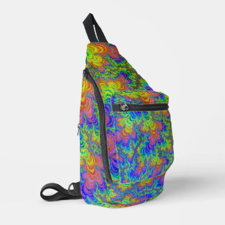 Groovy Kleurrijke Boho Hippie Trippy Regenboog Fra Sling Bag