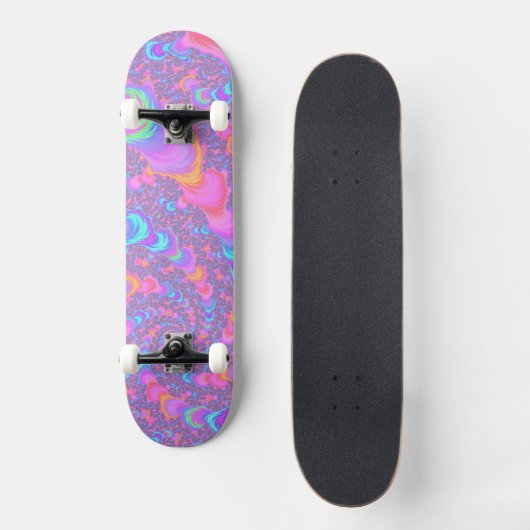 Groovy Kleurrijke Fluorescerende Trippy Spiraal Fr Persoonlijk Skateboard (Voorkant)