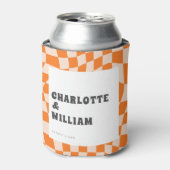 Groovy kleurrijke geruite retro bruiloft gunsten blikjeskoeler (Blikje Voorkant)