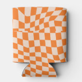 Groovy kleurrijke geruite retro bruiloft gunsten blikjeskoeler (Achterkant)