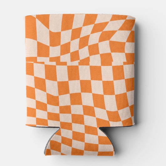 Groovy kleurrijke geruite retro bruiloft gunsten blikjeskoeler (Achterkant)