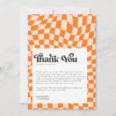 Groovy kleurrijke geruite unieke retro bruiloft bedankkaart (Voorkant)