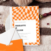 Groovy kleurrijke geruite unieke retro bruiloft kaart