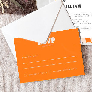 Groovy kleurrijke geruite unieke retro bruiloft RSVP kaartje