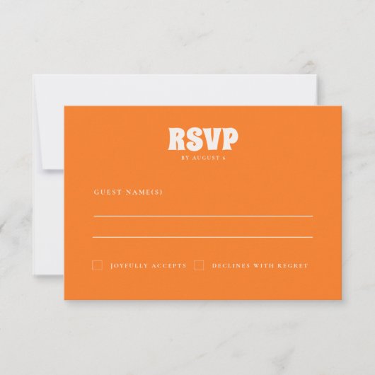 Groovy kleurrijke geruite unieke retro bruiloft RSVP kaartje (Voorkant)